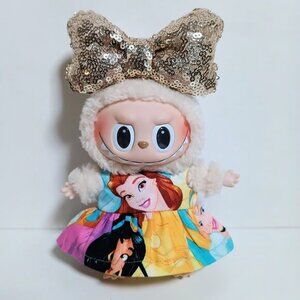 Labubu Disney Princess Belle Dress with Oversized Sparkle Bow Outfit